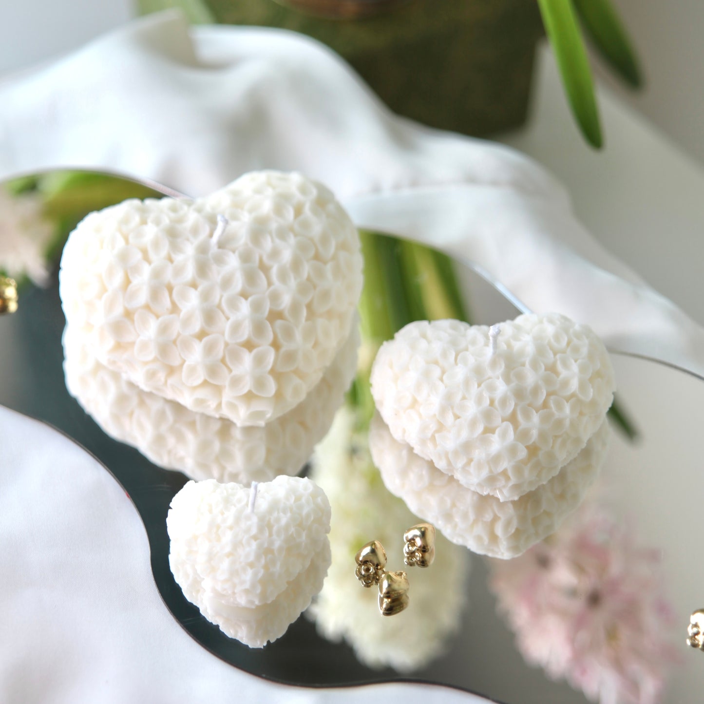 Heart-Shaped Floral Candle