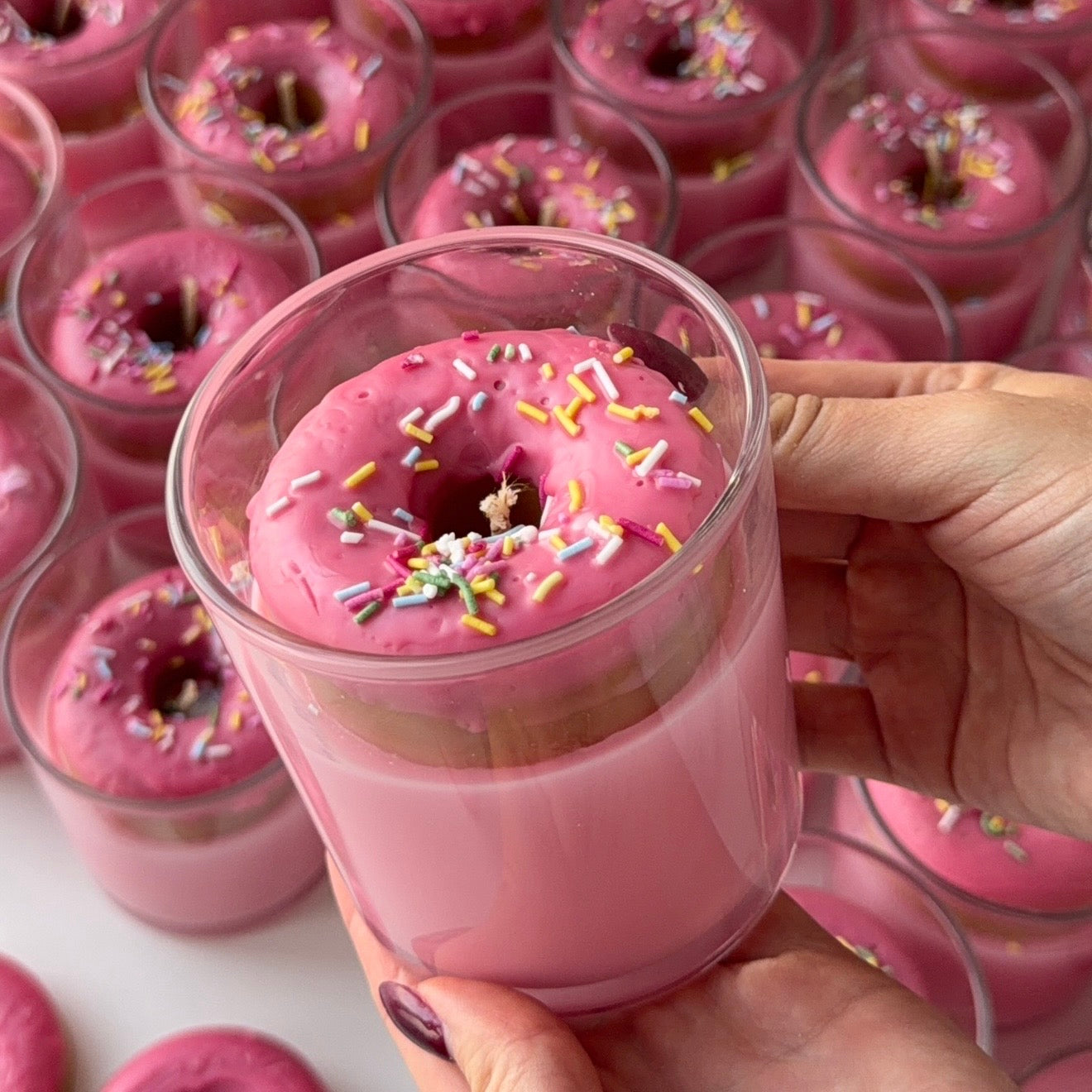 Pink donut candle