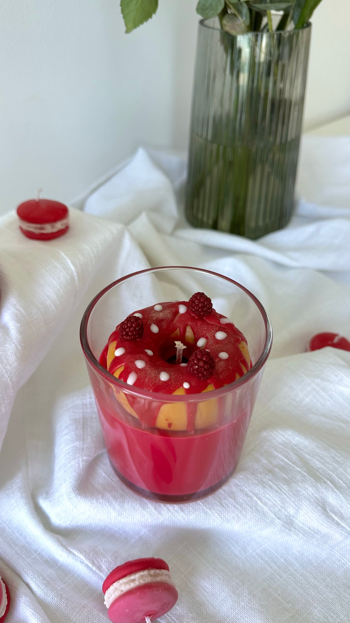 Pink donut candle