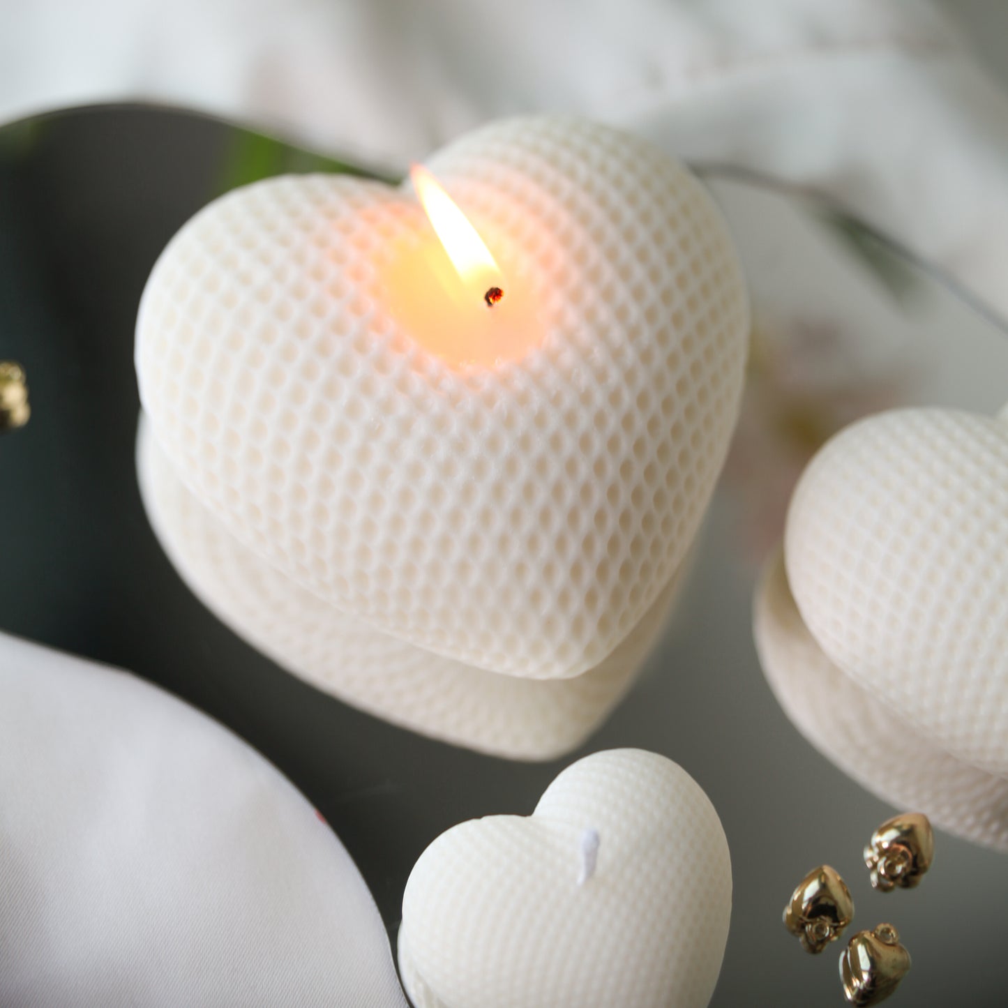 Heart-Shaped Textured Candles