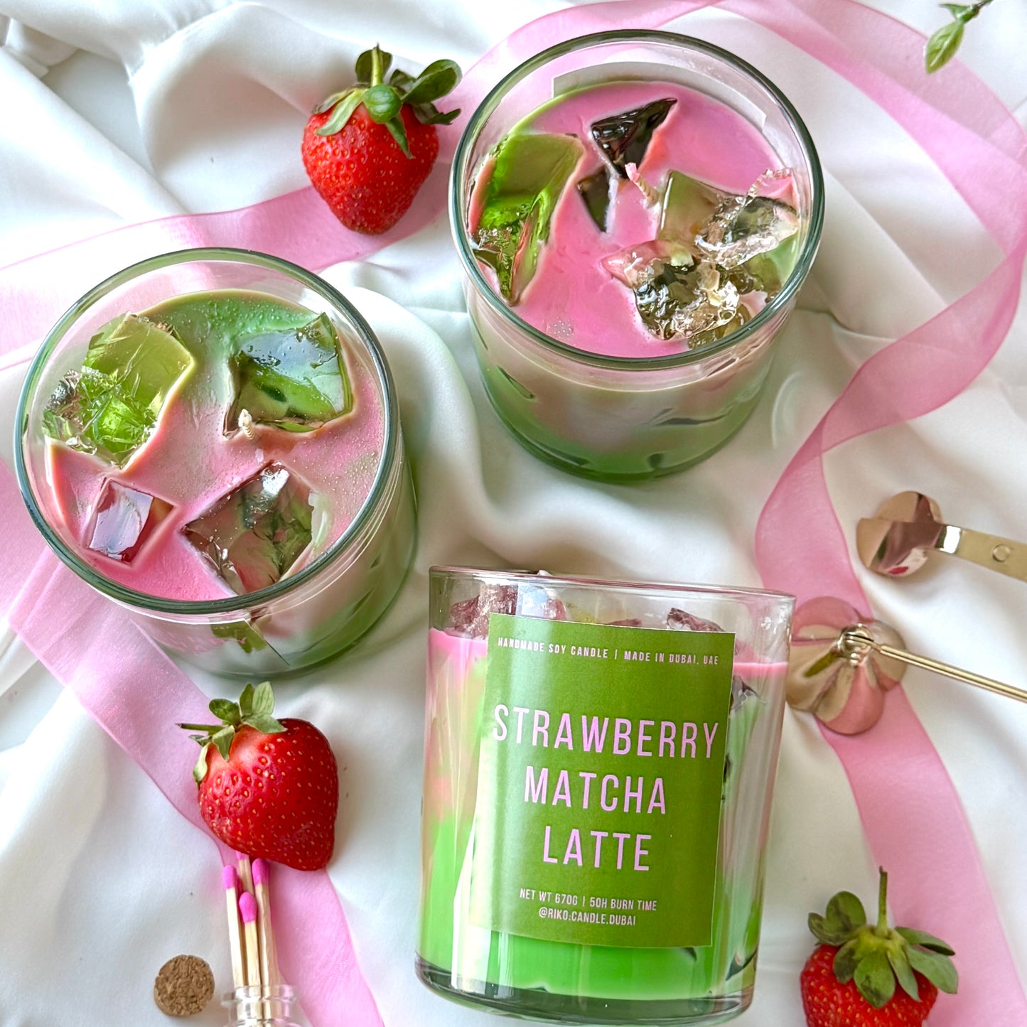 Strawberry matcha latte