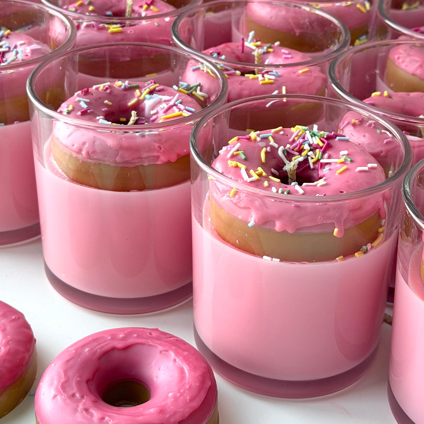Pink donut candle