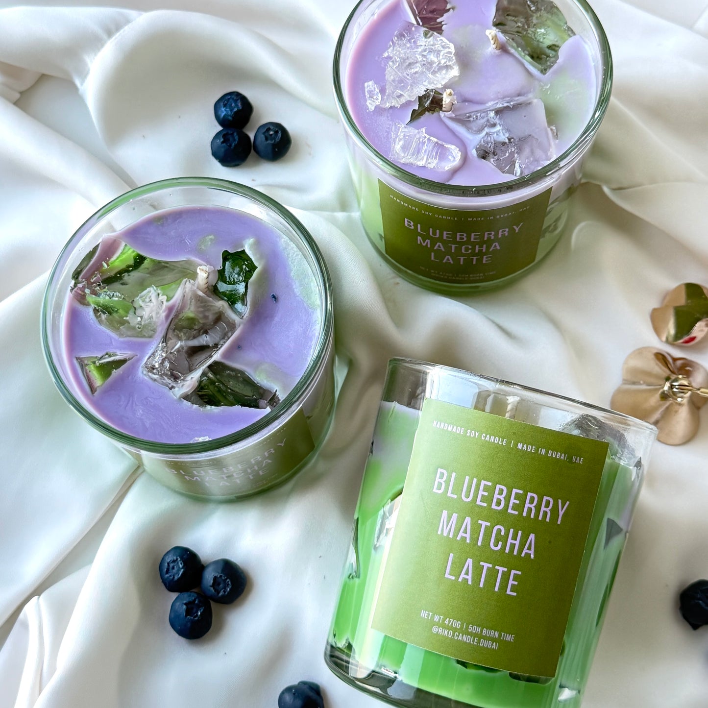 Blueberry matcha latte