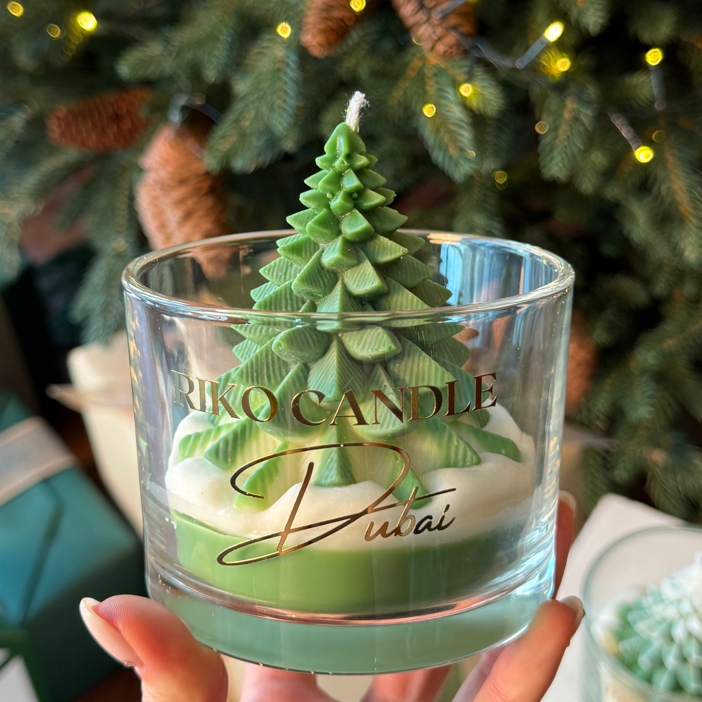 Christmas tree in snow candle