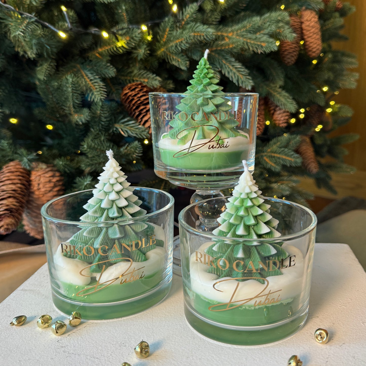 Christmas tree in snow candle