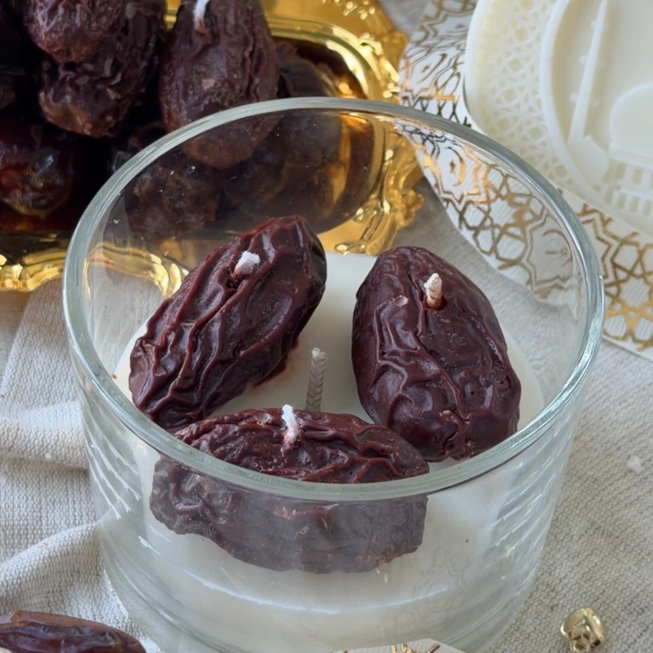 Ramadan Dates in a glass cup