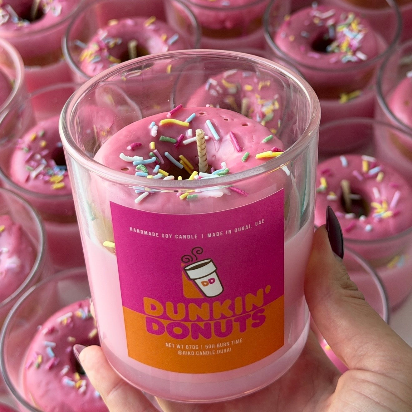 Pink donut candle