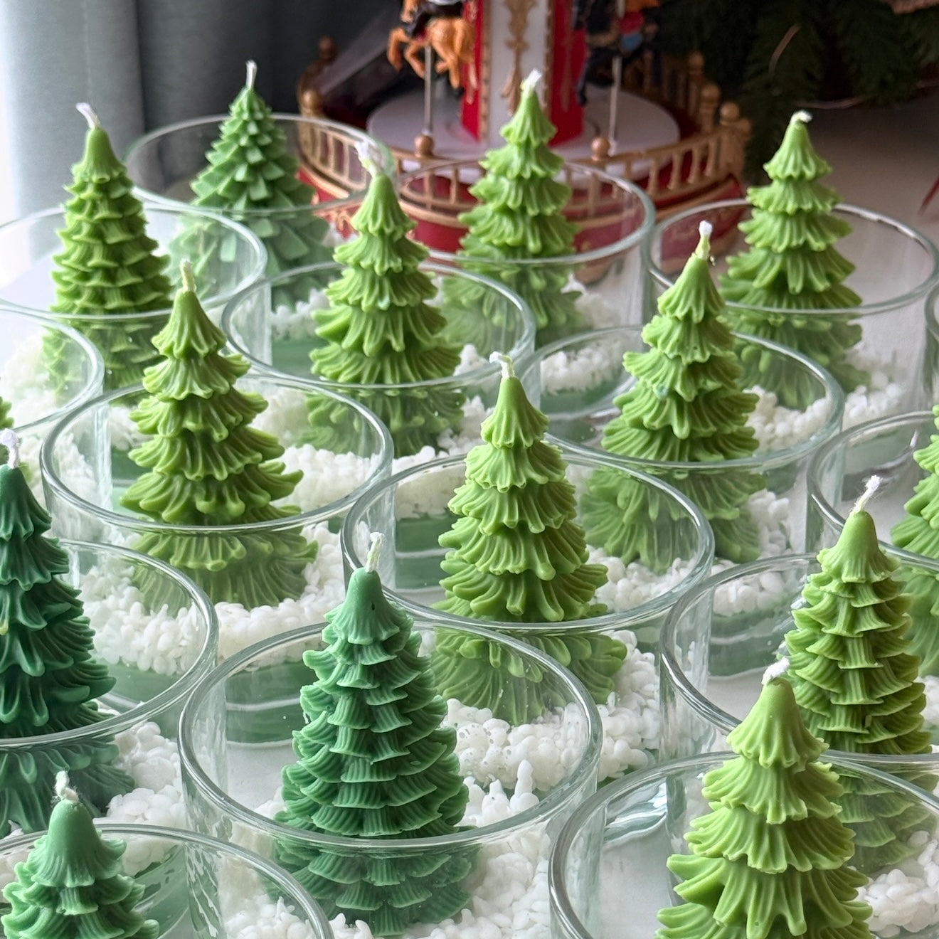 Christmas tree in snow candle