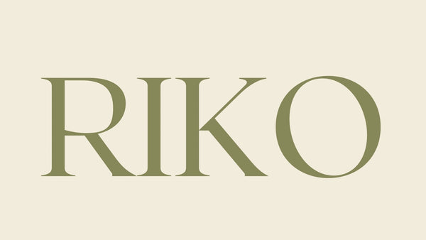 The word 'RIKO' in a stylized font on a beige background