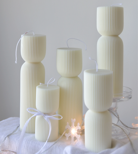 Ribbed Pillar Candle